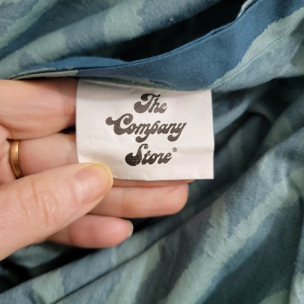 The Company Store Blue‎ Zebra Print 100% Cotton Duvet Cover King Teal Animal